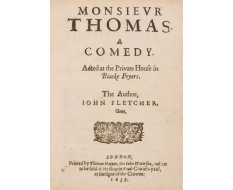 Fletcher (John) Monsieur Thomas. A Comedy, first edition, paper flaw in D1 causing slight loss of text to verso, modern dark 