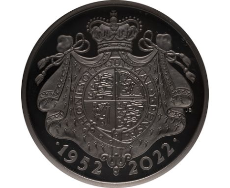 UNITED KINGDOM. Elizabeth II, 1952-2022. Platinum 5 pounds, 2022. The Royal Mint. Proof Piedfort. 70th anniversary of accessi