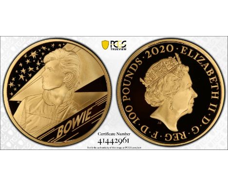 UNITED KINGDOM. Elizabeth II, 1952-. Gold 100 pounds, 2020. Royal Mint. Proof. The third release from the "Music Legends" ser