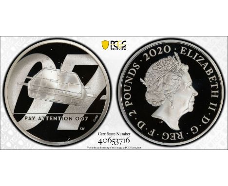 UNITED KINGDOM. Elizabeth II, 1952-. Silver 2 pounds, 2020. Royal Mint. Proof. Issued to celebrate the new James Bond movie '