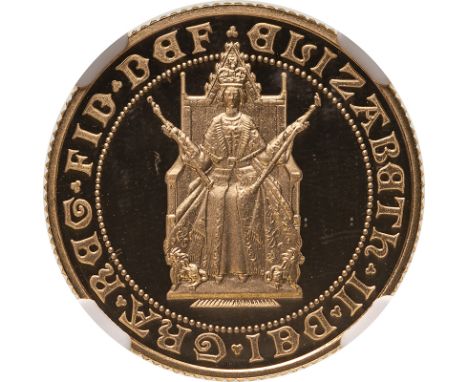 UNITED KINGDOM. Elizabeth II, 1952-. Gold sovereign, 1989. Royal Mint. Proof. Commemorating the 500 years anniversary of the 