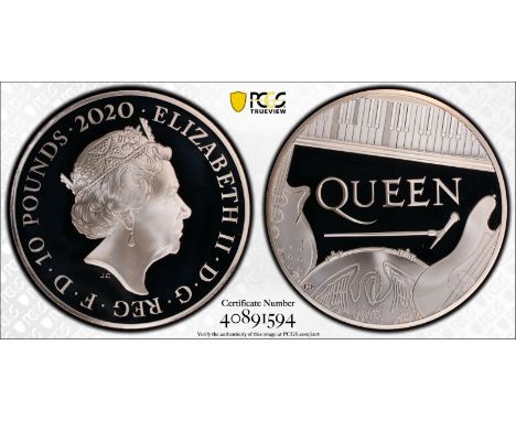 UNITED KINGDOM. Elizabeth II, 1952-. Silver 10 pounds, 2020. Royal Mint. Proof. The first coin in the "Music Legends" series,