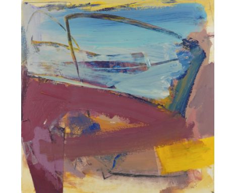 DEBORAH LANYON (BRITISH, B. 1958)Untitled, Abstract composition with blue (perhaps 'On a Boat - Evia'] signed with initials '