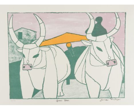 JULIAN TREVELYAN (BRITISH, 1910-1988)Green Oxen (1968) signed, numbered and titled 'Julian Trevelyan 6/25' (in lower margin) 