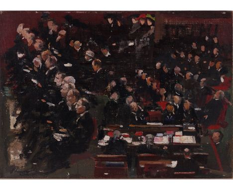 SIR JOHN LAVERY (IRISH, 1856-1941)Study for ‘The Ratification of the Irish Treaty in the House of Lords, December 1921’ signe