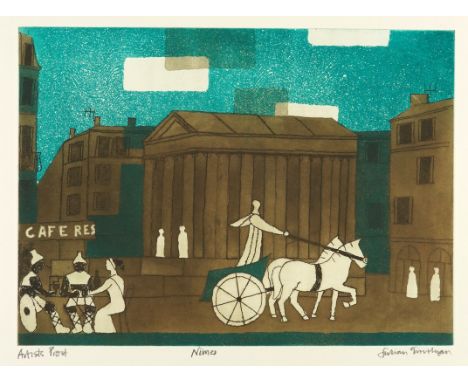 JULIAN TREVELYAN (BRITISH, 1910-1988)Nimes signed, inscribed and titled in pencil 'Julian Trevelyan Artist Proof' (in lower m
