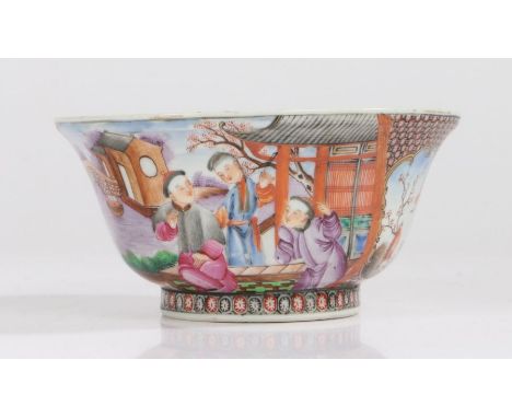 Chinese famille rose Mandarin export porcelain tea service, Qianlong Period (1736-1795) with a brightly decorated exterior in