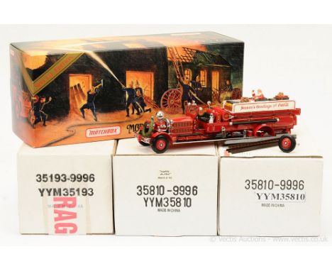 Matchbox Models of Yesteryear "Fire Engine Series" a group to include YYM35810 Mack B95 Pumper x 2, YSFE01 1940 Ahrens Fox an