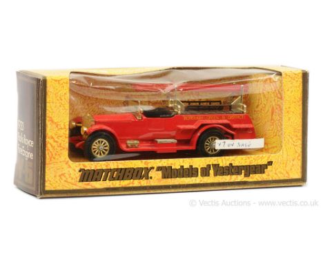 Matchbox Models of Yesteryear Y6 1920 Rolls Royce Fire Engine - bright red body and chassis with Y7 cast to baseplate, black 