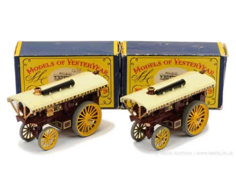 Matchbox Models of Yesteryear Y9 1924 Fowler "Big Lion" Showmans Engine pair (1) dark maroon body, cream roof, gold cylinder 