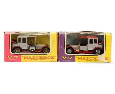 Matchbox Models of Yesteryear Y7 1912 Rolls Royce harder to find pair (1) silver body, dark red chassis, brass 12-spoke wheel