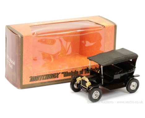 Matchbox Models of Yesteryear Code 2 issue Y1 1911 Ford Model T Car - glossy black body and chassis, black seats and grille, 