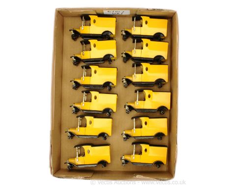 Matchbox Models of Yesteryear Y12 Ford Model T Van a group of colour trial models - all are yellow body with red stripe type 