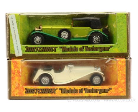 Matchbox Models of Yesteryear a pair of harder to find issues (1) Y1 1936 Jaguar SS 100 - milky white body and chassis, black