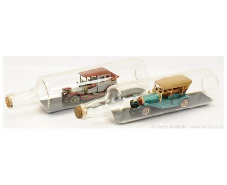 Matchbox Models of Yesteryear a pair of Giftware models Vintage Cars in Bottle (1) Y12 1909 Thomas Flyabout - metallic blue b