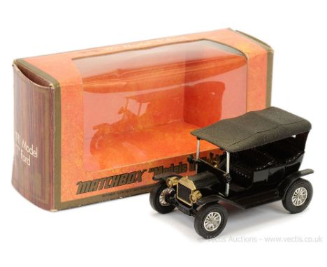 Matchbox Models of Yesteryear code 2 issue Y11 1911 Ford Model T Car - glossy black body &amp; chassis, black seats &amp; gri