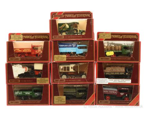 Matchbox Models of Yesteryear Code 3 issues a group to include Y13 Crossley - Worthingtons Bottle Vehicle, Y12 Ford Model T B
