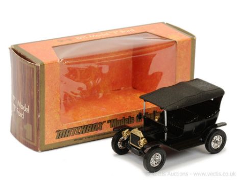 Matchbox Models of Yesteryear Y1 Ford Model T Car - black body and chassis, black textured roof, black seats and grille, unpa