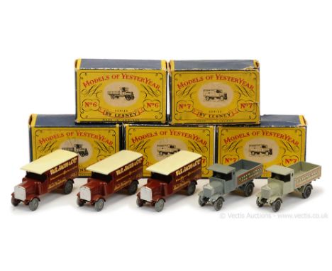 Matchbox Models of Yesteryear Early Commercial Group; (1) Y6 1916 AEC "Y" Type Lorry - light grey body &amp; chassis, silver 