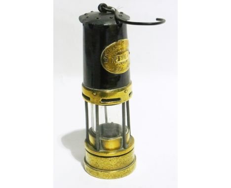 Brass oil miners' lamp, E Thomas Williams 