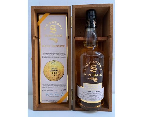 COLEBURN 30 YEAR OLD SINGLE MALT SCOTCH WHISKY Signatory Vintage, Rare Reserve series. Distilled 13.01.70. Bottled 07.09.2000