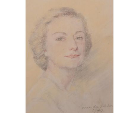 Jane Erin Emmet De Glehn (1873-1961) British. A Portrait of a Lady, Mixed Media, Signed and Dated 1942, 11.25" x 9".