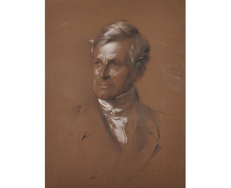 George Richmond (1809-1896) British. A Portrait of Lord Hatherley (William Page Wood, 1st Barn Hatherley), Mixed Media, Signe
