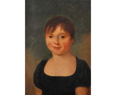 19th Century English School. Portrait of a Young Girl, Oil on Canvas, 12.75" x 9.5".