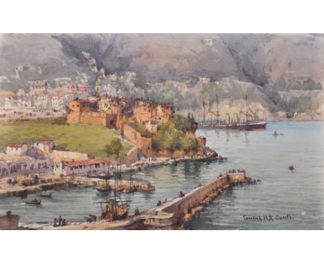 Conrad H R Corelli (1869-1956) British. "Villefranche", a View of the Harbour, Watercolour, Signed, and Inscribed on the reve