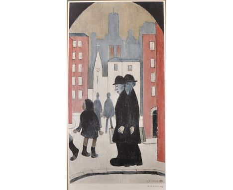 Laurence Stephen Lowry (1887-1976) British. "Two Brothers", Lithograph with Guild Stamp, Signed in Pencil, 23.75" x 12".