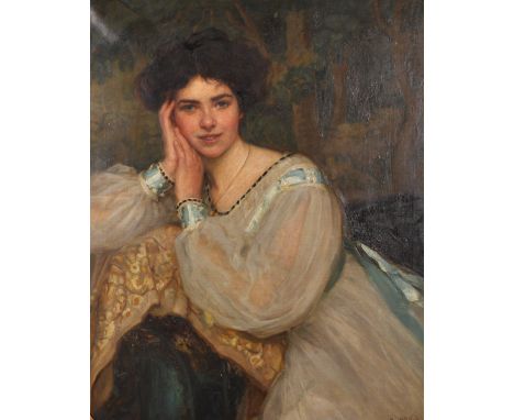 Maud Hall Neale (c.1870-1950) British. Portrait of Winifred Leighton Wade, Circa 1907, Wife of William Oscar Little, Seated i
