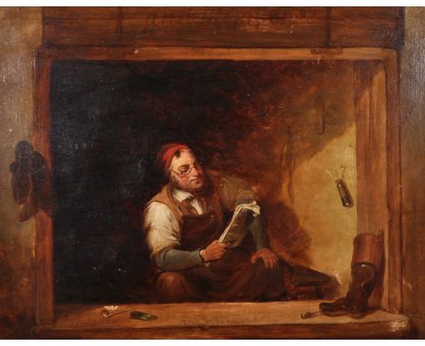 Paul Wilkinson (19th Century) British. Study of a Cobbler in a Window, Oil on Board, Signed, 19" x 24".