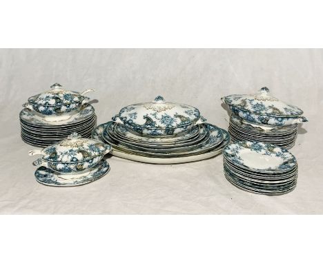 A Victorian Wood &amp; Son/New wharf Pottery part dinner service including dinner plates, terrines, side plates, meat platter