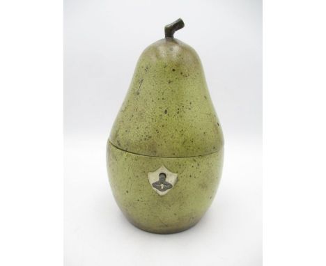 A 20th Century tea caddy in the form of a pear, height 18cm