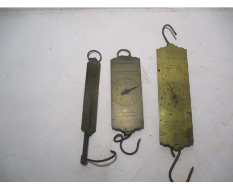 A set of three vintage Salters spring balanced scales.