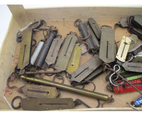 A collection of approx. twenty five small pocket scales including Salters, Hughes, Suffolk, Sargent &amp; co, Little Samson  