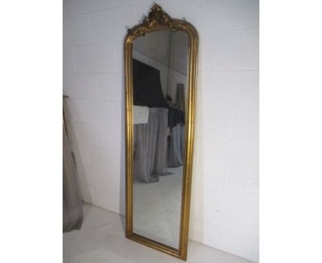 A Victorian style peer glass mirror. Overall size 179cm x 56cm