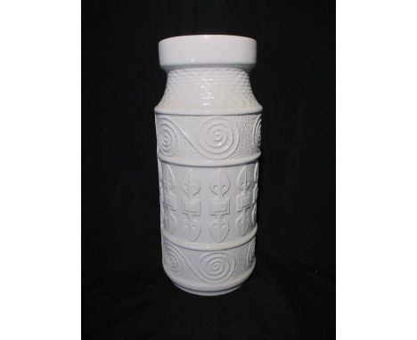 A West German Bay ceramic white vase - overall height 46cm