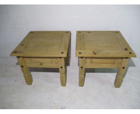 A pair of Mexican pine lamp tables
