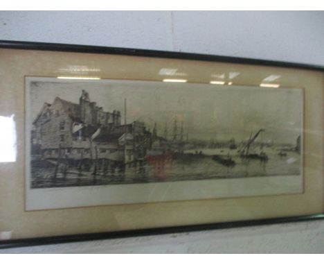 An Etching by Charles William Sherborn (1831-1912) "Tar Brewers Limehouse" 