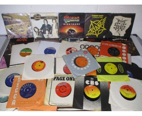 A collection of 7" vinyl singles from mainly 1960's/70's artist including Deep Purple, AC/DC, Jimi Hendrix, Hawkwind, The Kin