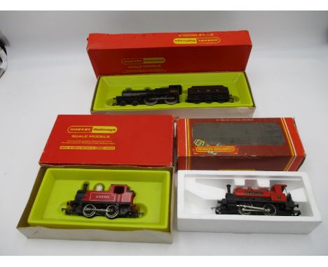 A collection of three boxed Hornby Railways 00 scale models including L.M.S 4-4-0 Class 2P Fowler locomotive with tender (R.4