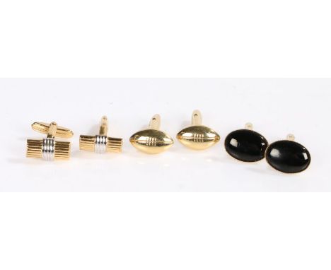 Christian Dior cuff-links together with two other pairs of yellow metal cuff-links (3)&nbsp;