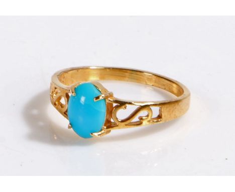 18 carat gold plated ring set with turquoise stone, ring size K&nbsp;