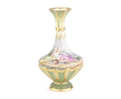 A rare Royal Worcester vase attributed to George White, dated 1898Of shouldered form with a shaped rim and beaded collar, flu