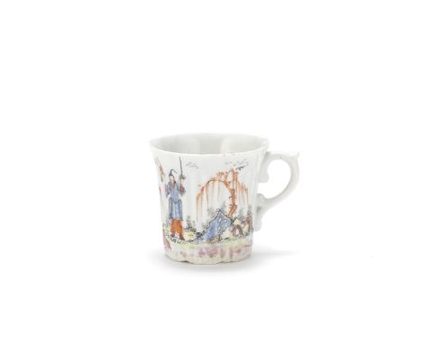A rare Worcester coffee can, circa 1753-54Of small size with fine moulded reeding and a seven-lobed rim, the scrolled handle 