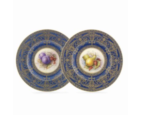 A set of six Royal Worcester 'Painted Fruit' plates by Richard Sebright, dated 1918Painted to the centres with circular panel