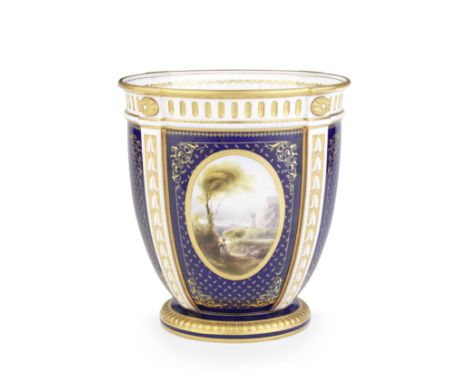 A Royal Worcester jardinière by Harry Davis, dated 1913Of large size and ovoid form, the classical moulded borders highlighte