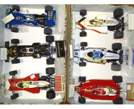 Six Grand Prix 1/12'' scale F1 racing cars, (mainly completed Tamiya kits), 1971-1975, (6). 