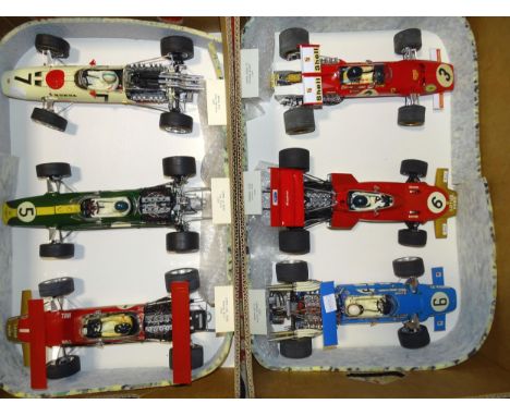 Six Grand Prix 1/12'' scale F1 racing cars, (mainly completed Tamiya kits), 1967-1970, (6). 